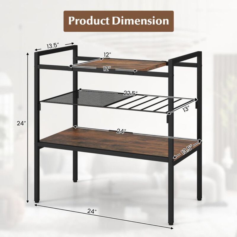 Hivvago Industrial Entryway Table with Removable Panel and Mesh Shelf