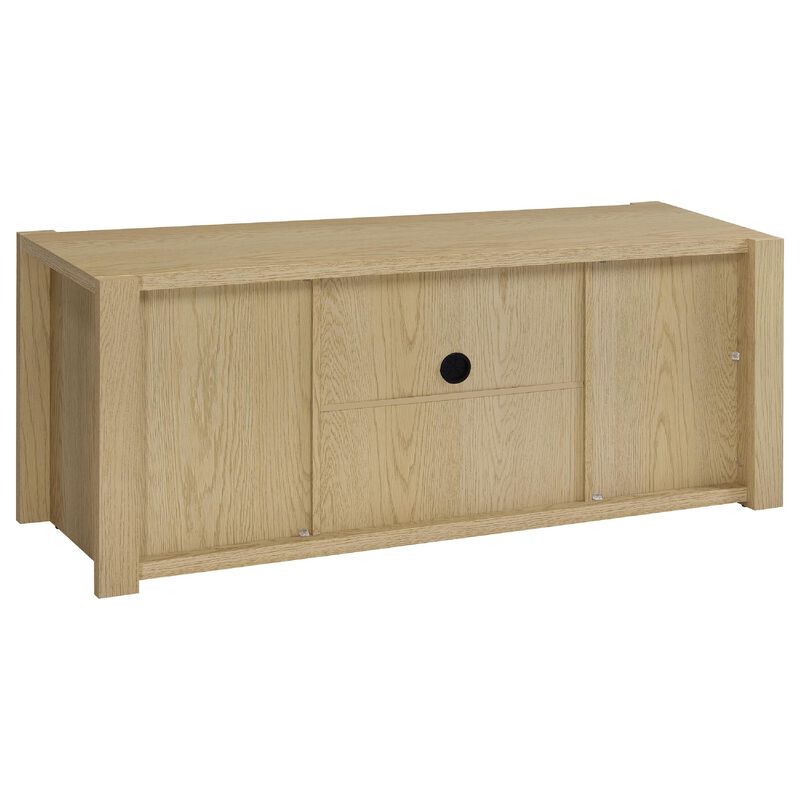 Laury TV Stand Media Console with Open Shelves, Light Oak Wood 60 Inch image number 6