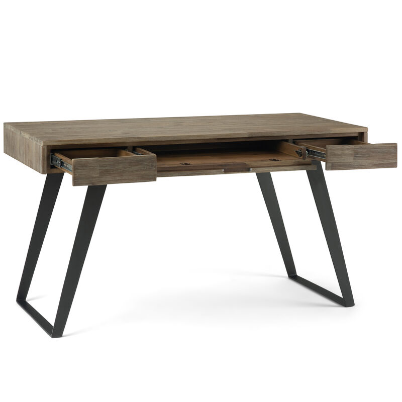 Lowry SOLID ACACIA WOOD Modern Industrial Wide Desk image number 3