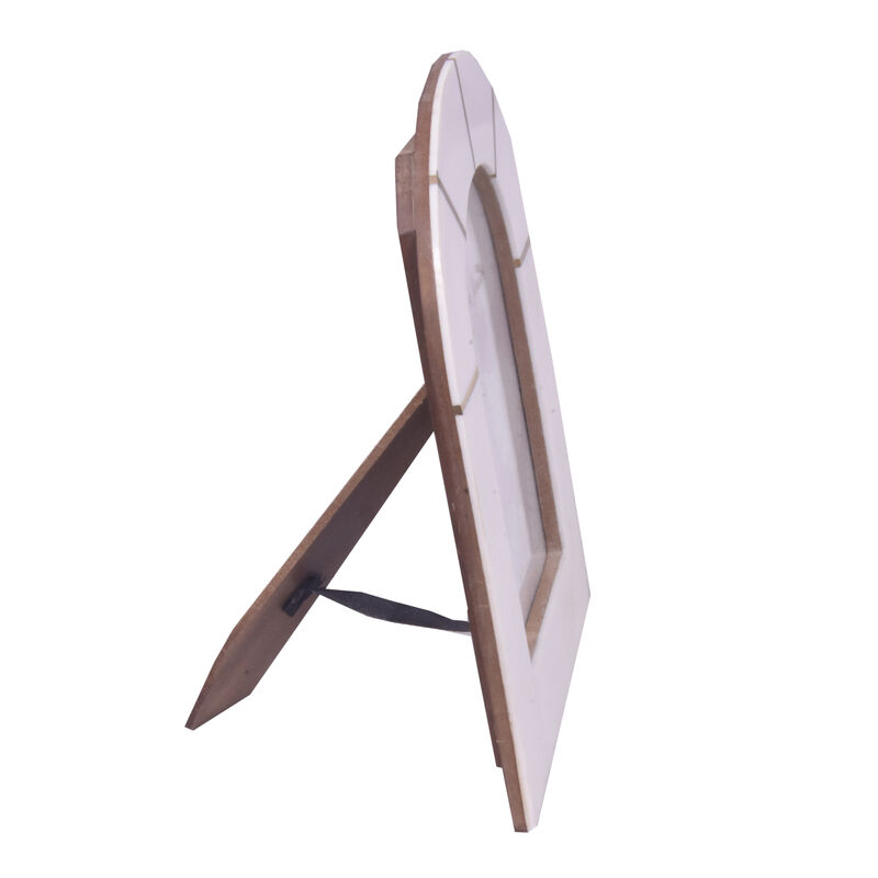 5x7" Brass Inlay Arch Frame, Ivory image number 1