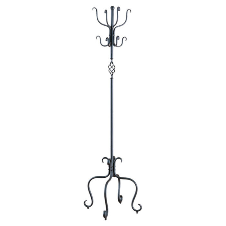 Metal Coat Rack Hall Tree with Hooks and Shelves for Entryway Organization