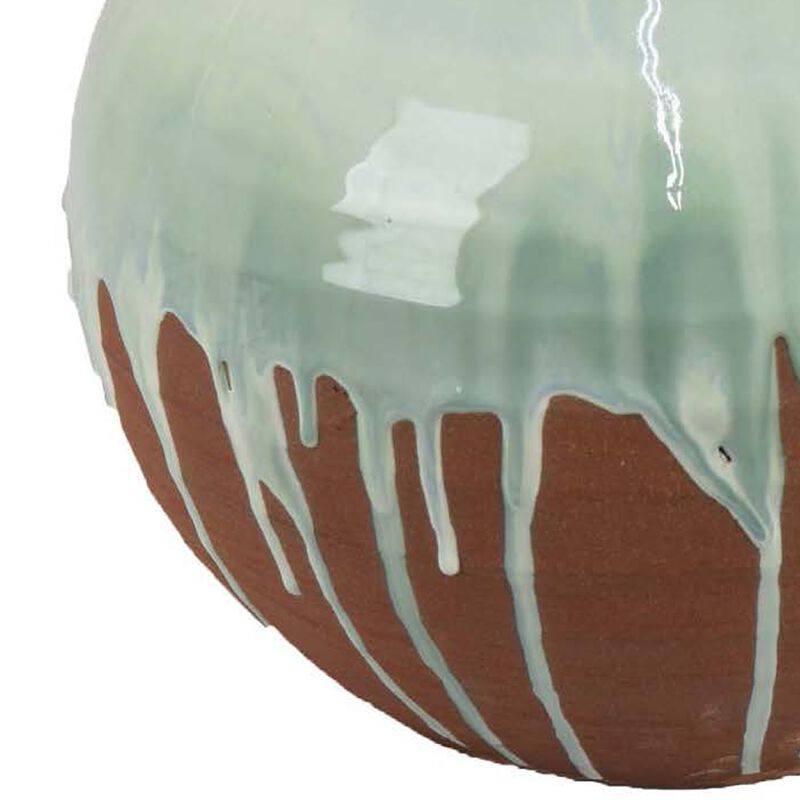 Hino Decorative Vase, 13 Inch Dripping Paint Texture, Brown Ceramic
