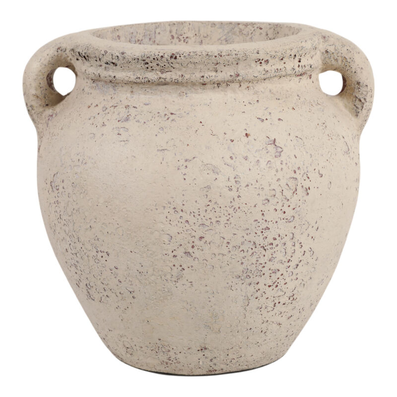 8x8" Terracotta Double Handle Vase, Ivory image number 0