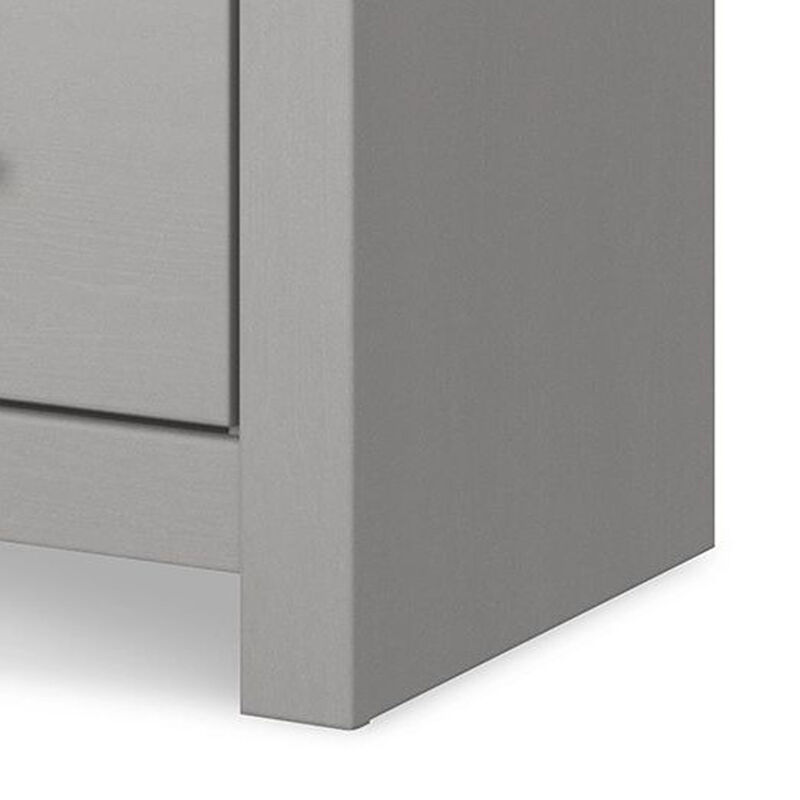 Finley 25 Inch Rustic Wood Nightstand, 2 Drawer, Marble Top, Gray, White-Benzara