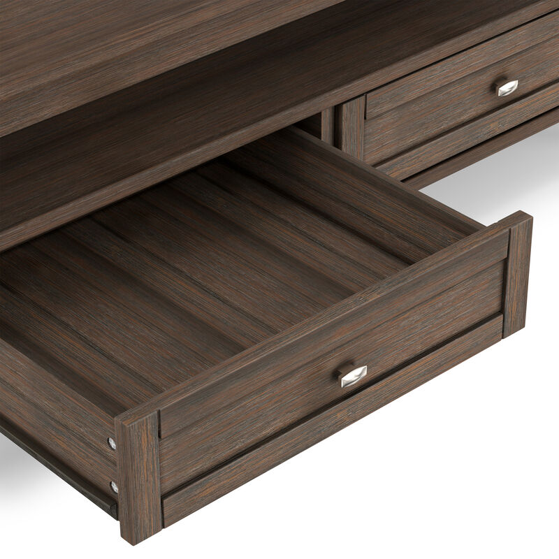 Warm Shaker SOLID WOOD 48 inch Wide Rectangle Transitional Coffee Table in Farmhouse Brown