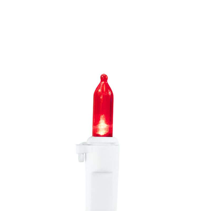 Set of 50 Red & Pure White LED Mini Christmas Lights 4" Spacing - White Wire image number 3
