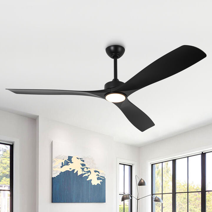60" Large Modern Ceiling Fan with Dimmable LED Lights, DC Motor, 6 Speeds, Remote Control