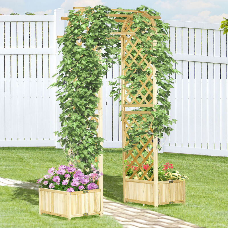 Outsunny 7.5' Wooden Wedding Arch, Garden Arch Arbor for Climbing Plants & Trellis Design, Great for Vines, or as Balloon Decoration Stand for Indoor Outdoor Ceremony, Party, Backdrop, Natural