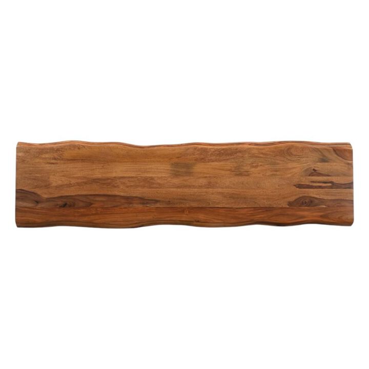HomeRoots 68" Brown Solid Wood Live Edge Dining Bench