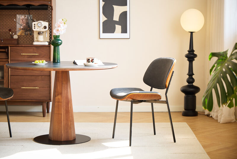 Set of 2 Industrial Metal Wood Dining Chairs