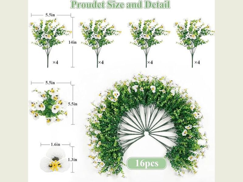 16 Bundle Artificial Eucalyptus Flowers UV Resistant Outdoor Garden Porch Decor image number 2