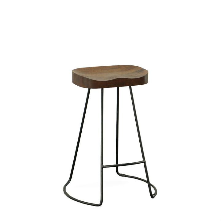 Carolina Living Saga 25 Counter Stool - Set of 2 - Chestnut Seat - Black Base