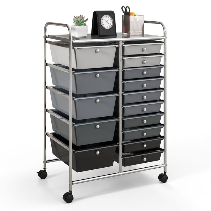 15-Drawer Storage Rolling Organizer Cart