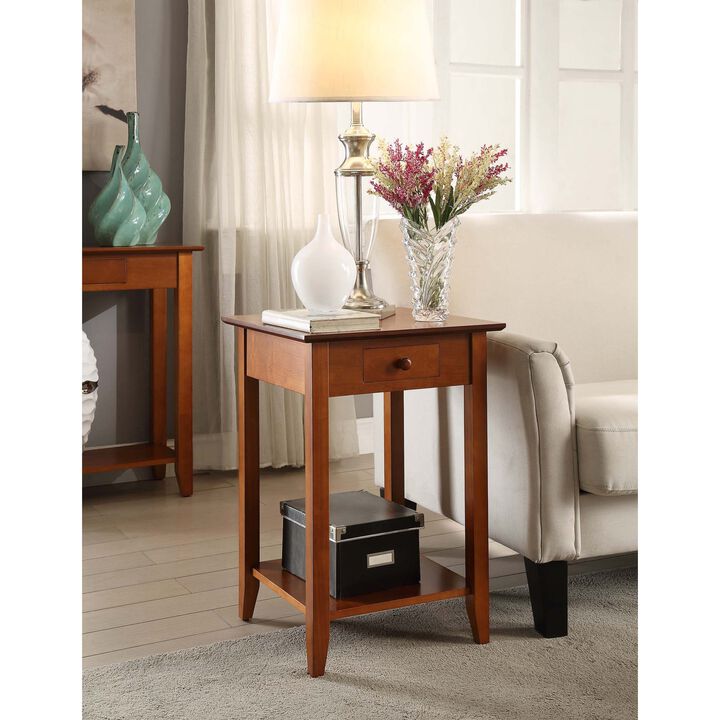 Convenience Concepts American Heritage End Table with Drawer and Shelf, Cherry, 18 in x 18 in x 26 in