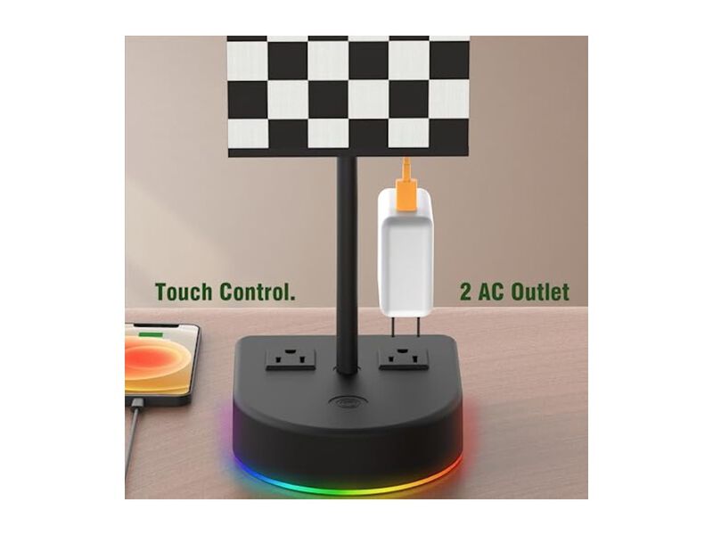 Touch Control LED 3 Color Fabric Table Lamp For Living Room Office Nightstand image number 3