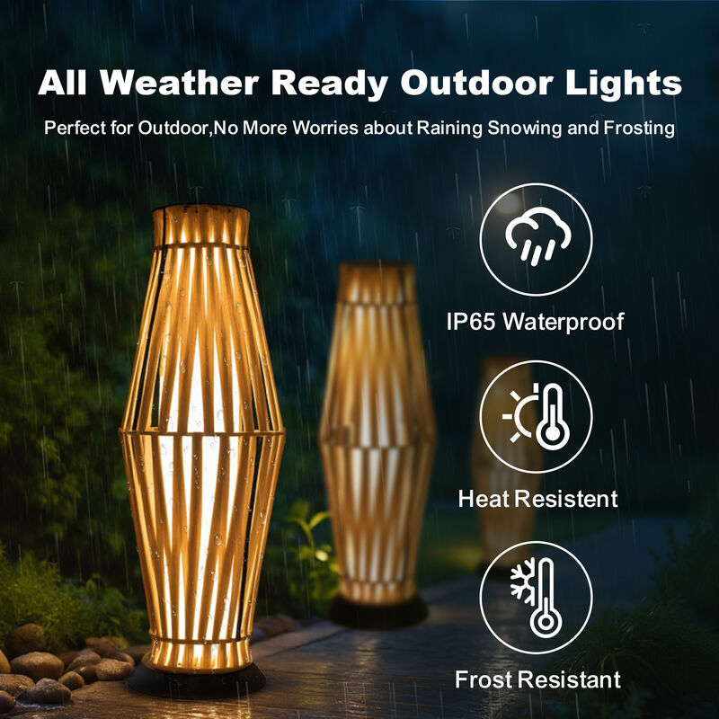 Bamboo Woven Solar Light, Bottle Shape, Warm Glow, Waterproof image number 5