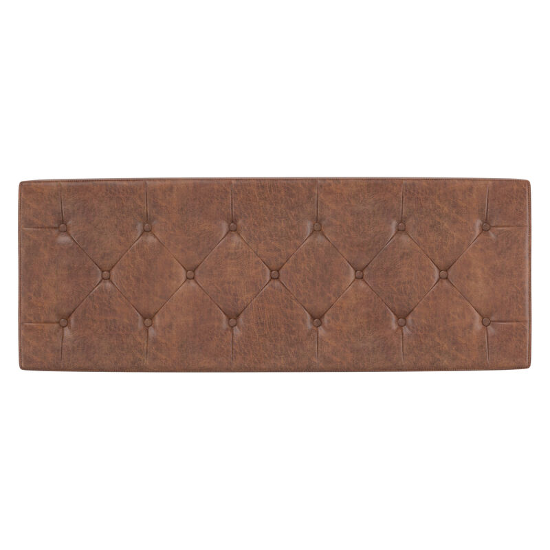 Hamilton 48 inch Wide Transitional Rectangle Storage Ottoman in Distressed Umber Brown Vegan Faux Leather, Assembled image number 4