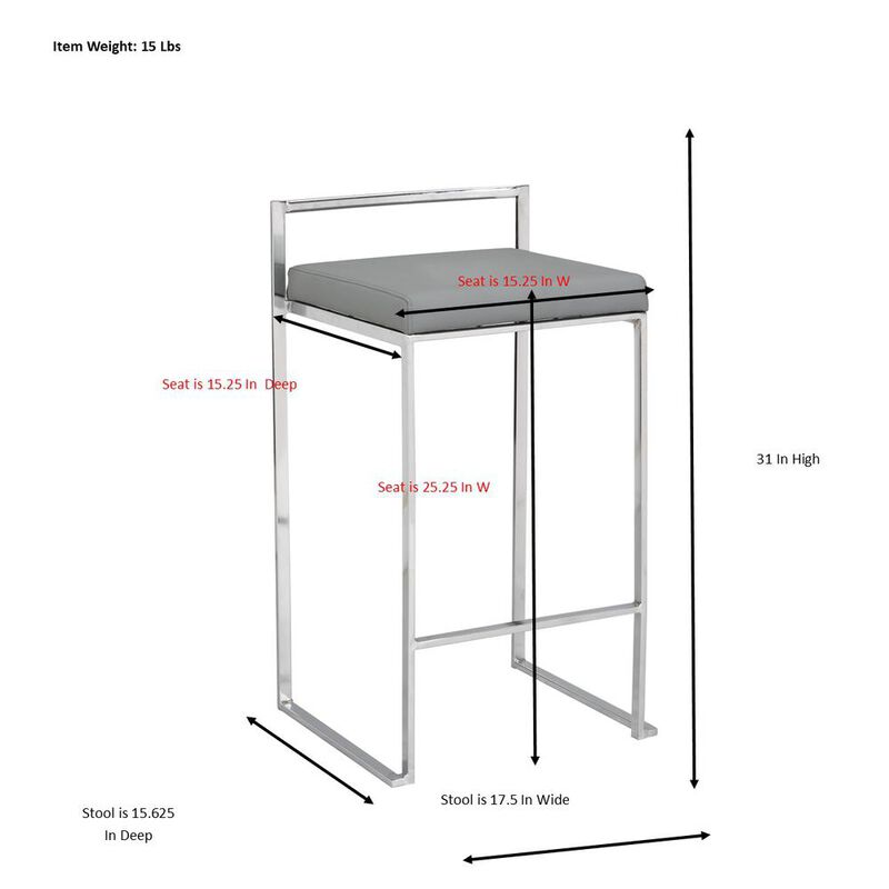 Carolina Living Lucien 25.25 Upholstered Counter Stool - Grey - Grey Upholstery