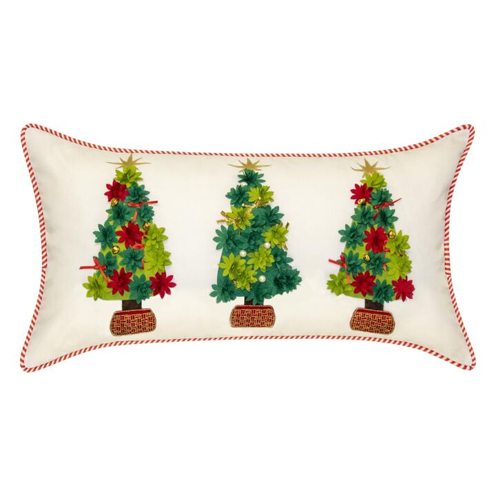 Levinsohn Textile  Edie & Home Indoor & Outdoor Holiday Potted Christmas Trees Decorative Pillow