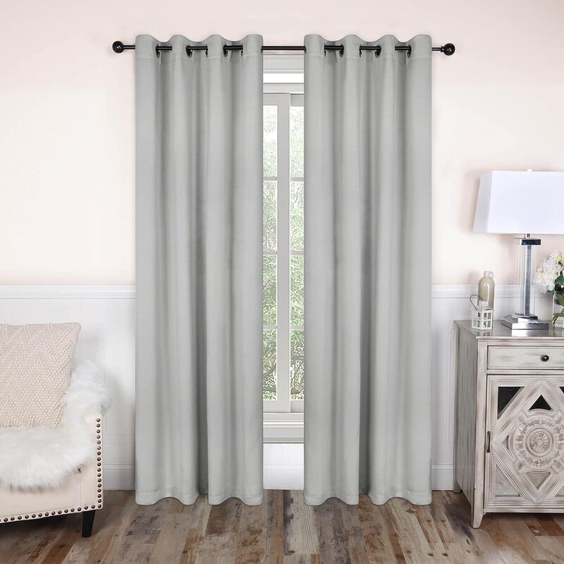 Set of 2 Blackout Curtains Rod Pocket Solid Room Darkening image number 1