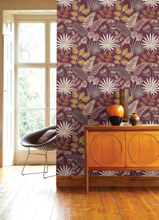 Praslin Merlot Botanical Wallpaper