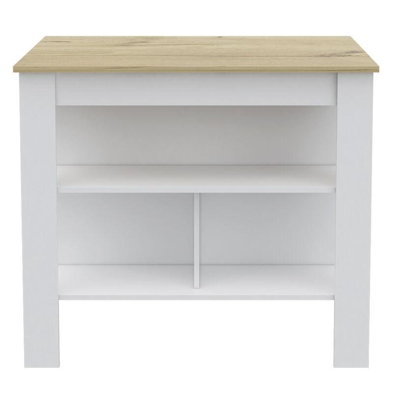 Streamdale Rockaway 3-Shelf Kitchen Island White And Light Oak image number 2