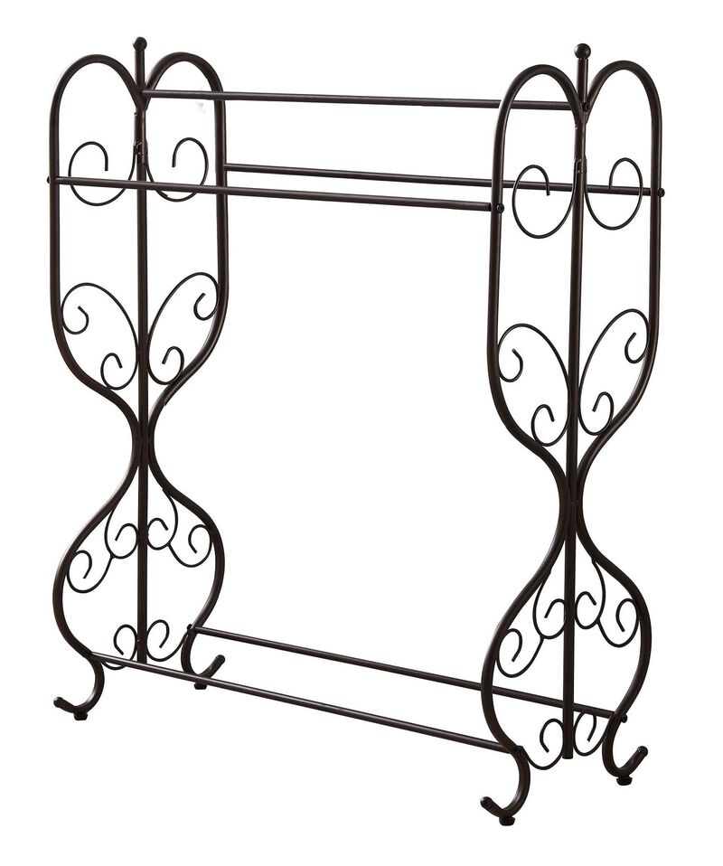 Kings Brand Furniture Freestanding Pewter Metal Towel Rack Stand with 3 Bars for Bathroom, Laundry Room, Blanket Rack image number 3