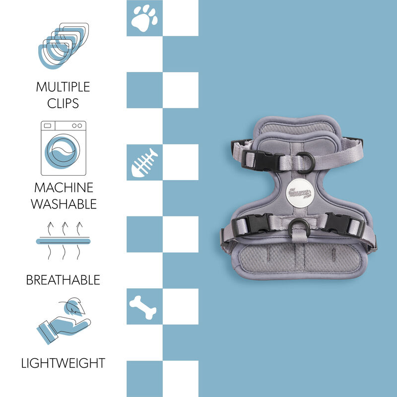 Arlo Adjustable Soft Padded No Pull Pet Harness with 3 Buckles and 3 Leash Clips