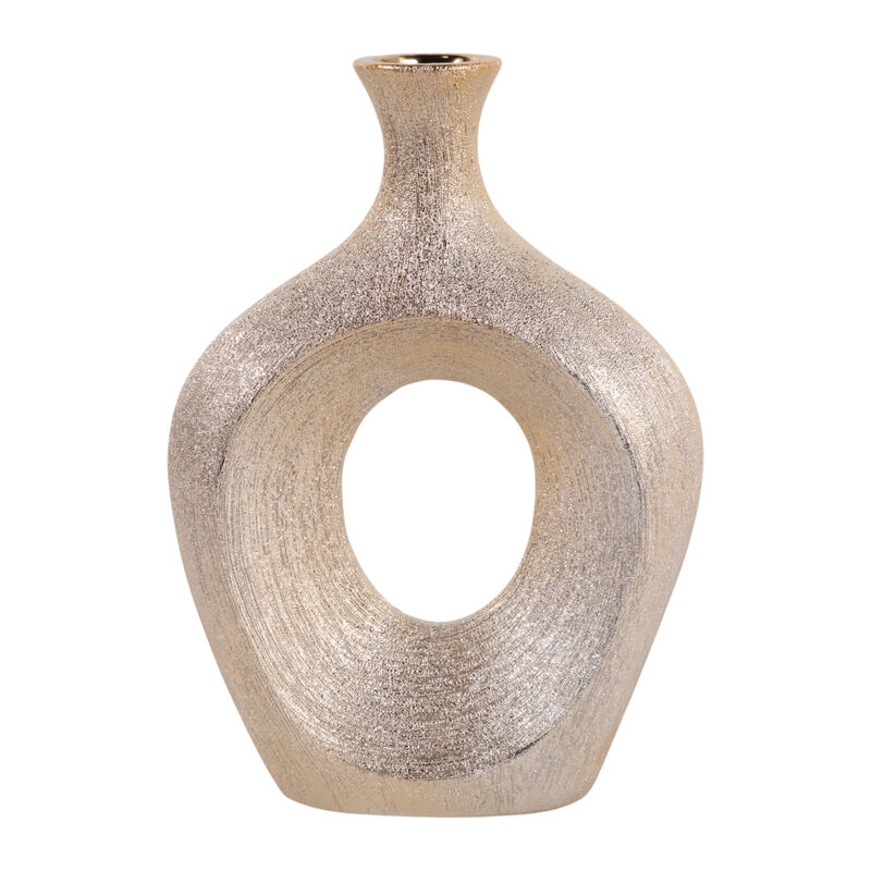 10x7" Beaded Oval Cut Out Vase, Champagne image number 4
