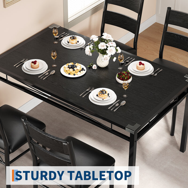 Space Saving 5-Piece Dining Table Set. Sturdy Wood Table & Padded Chairs with Corner Guards. Compact Design for Apartment Kitchen Breakfast Nook image number 2