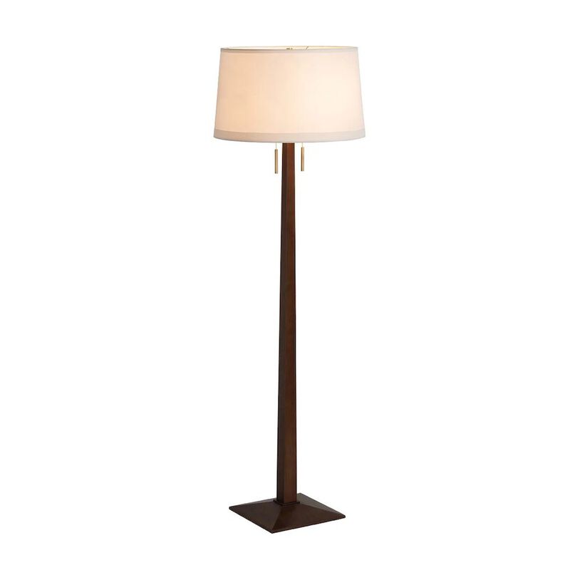 NOVA OF CALIFORNIA Taper Floor Lamp - Dark Walnut Wood Finish, Weathered Brass