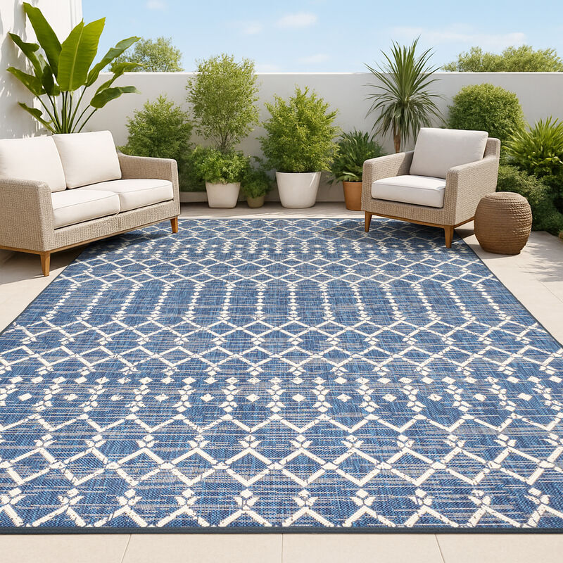 Ourika Moroccan Geometric Textured Weave Indoor/Outdoor Area Rug