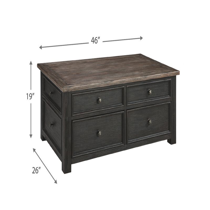 Wooden Lift Top Coffee Table with Drawers and Caster, Black and Brown-Benzara