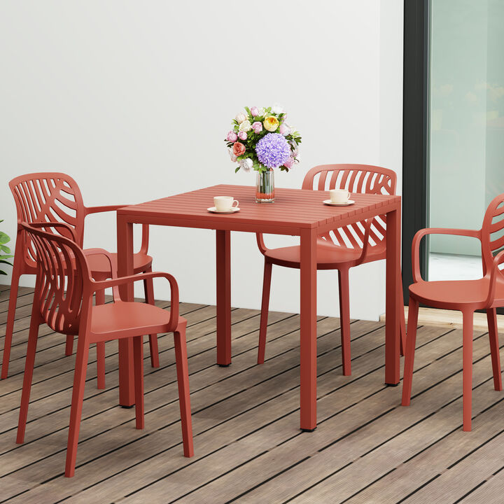 WestinTrends 31.5" Iron Metal Frame Outdoor Square Patio Dining Table