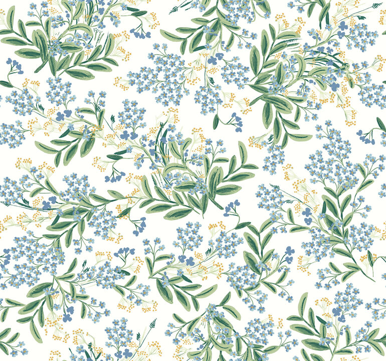 Cornflower White & Green Wallpaper