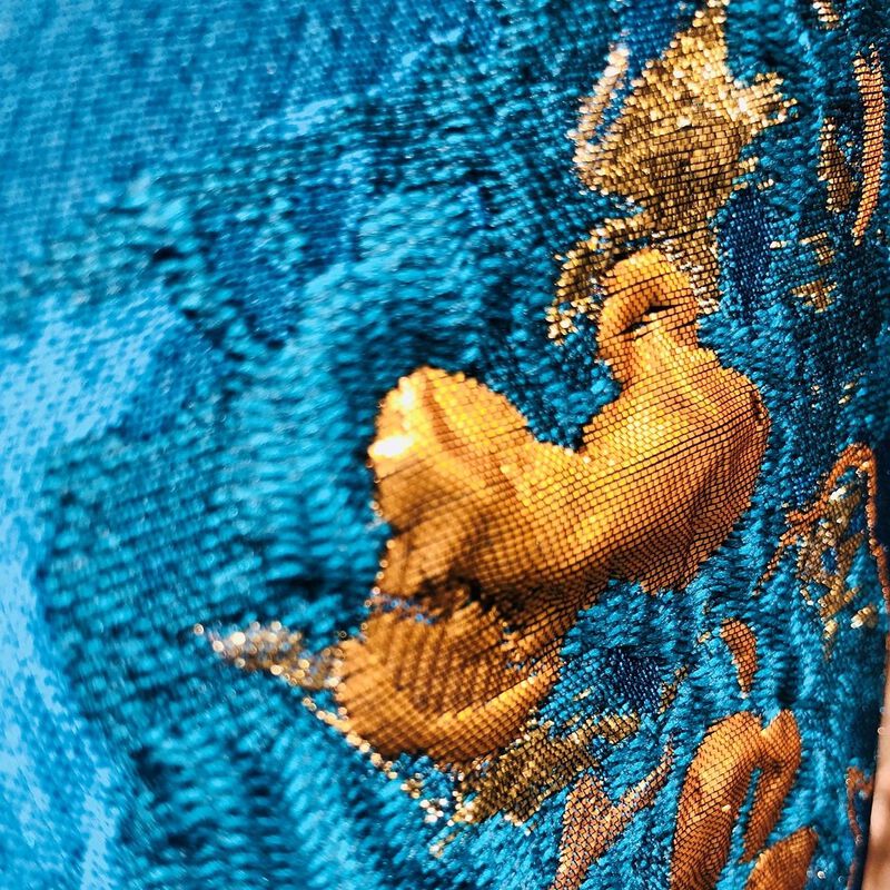 Plutus Brands Bronze Blossom Blue Floral Luxury Throw Pillow image number 2