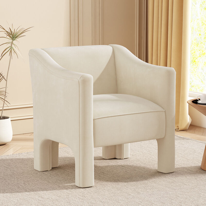 Merax Modern Barrel Accent Chair with Wraparound Enclosed Arms image number 2