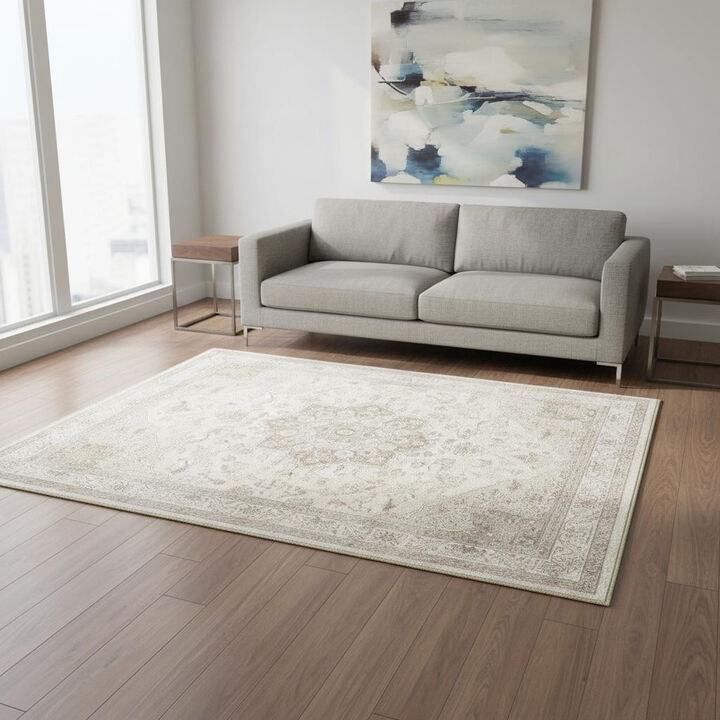 HomeRoots Floral Medallion Washable Area Rug