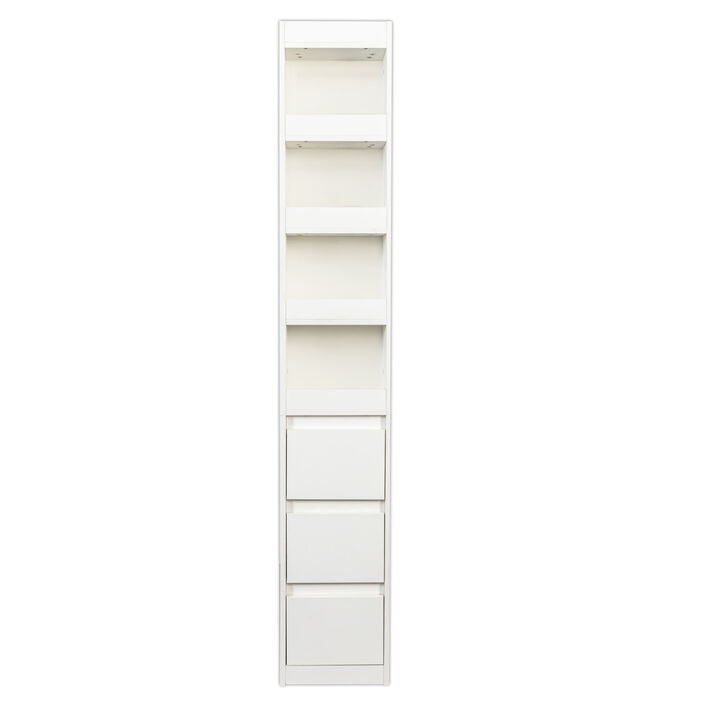 70.87 in. Tall Wood 4-Shelf Bookcase with 3 Drawers