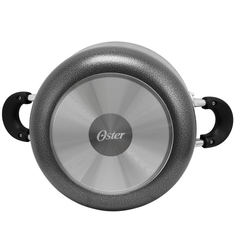 Oster Clairborne 6 Quart Aluminum Hammered Tone Dutch Oven with Lid in Charcoal Grey image number 1