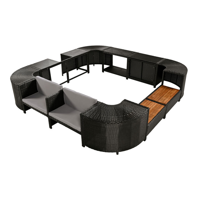 Merax Spa Frame Quadrilateral Outdoor Rattan Sectional Sofa image number 0