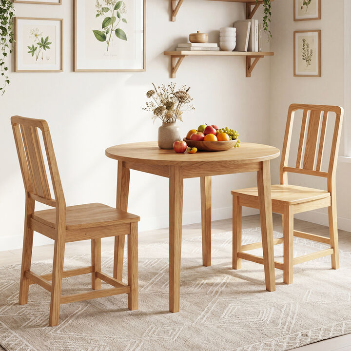 Set of 4 Rubber Wood Dining Chairs with Open Backrest Design