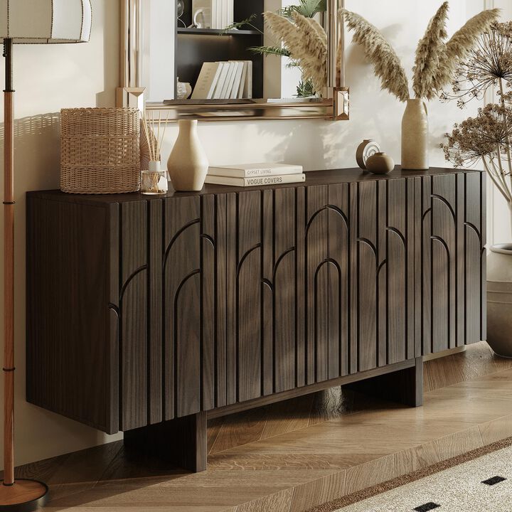 Clihome 63"Sideboard Buffet Cabinet with Adjustable Shelf