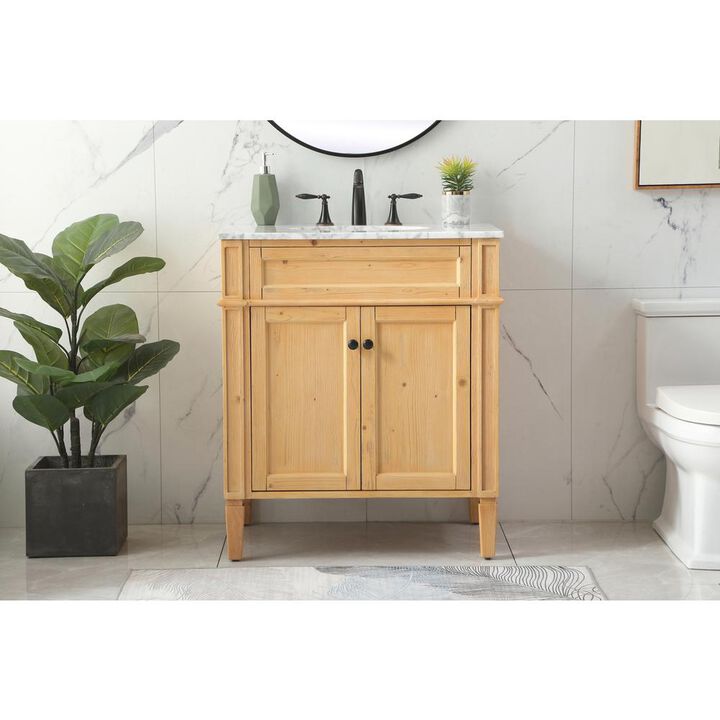 Elegant Kitchen and Bath 30 inch Single bathroom vanity in natural wood