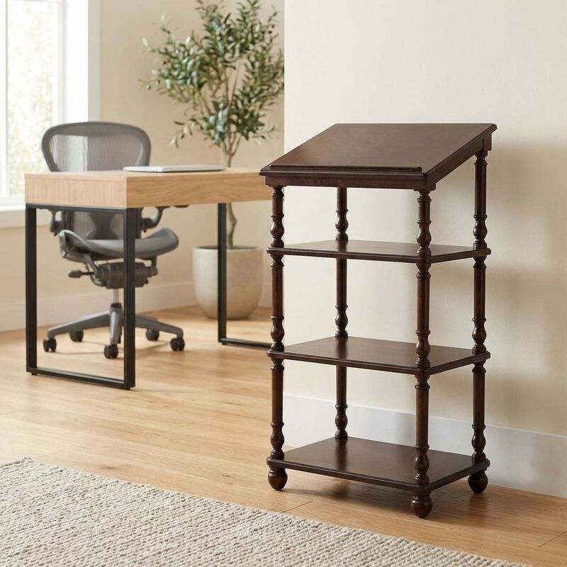 Starlight Canyon Home Traditional Library Stand with Storage for Home Office, Cherry, Cherry image number 2
