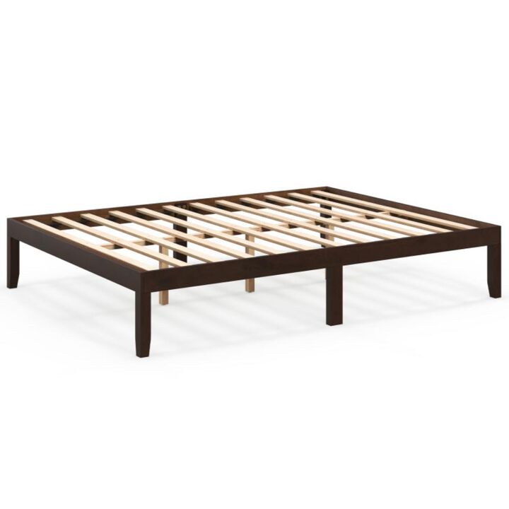 Hivvago Queen Size Wood Bed Frame with Wooden Slats Support and Rubber Wood Legs