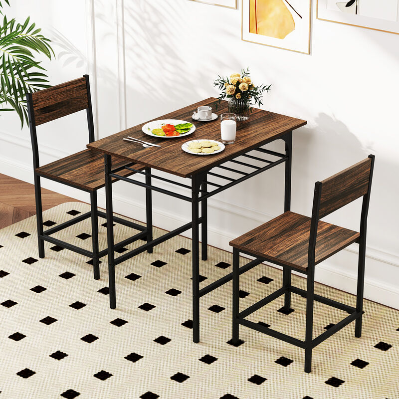 Metal Frame Dining Table Set with Convenient Storage Shelf &ndash; Compact for Small Spaces