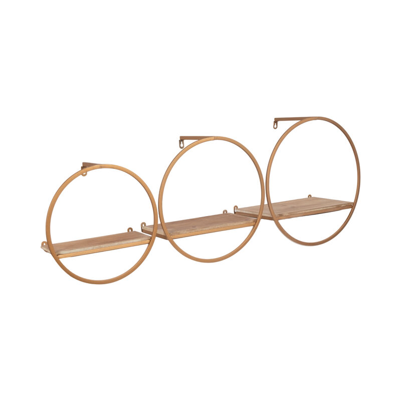 S/3 Metal & Wood Wall Shelves image number 2