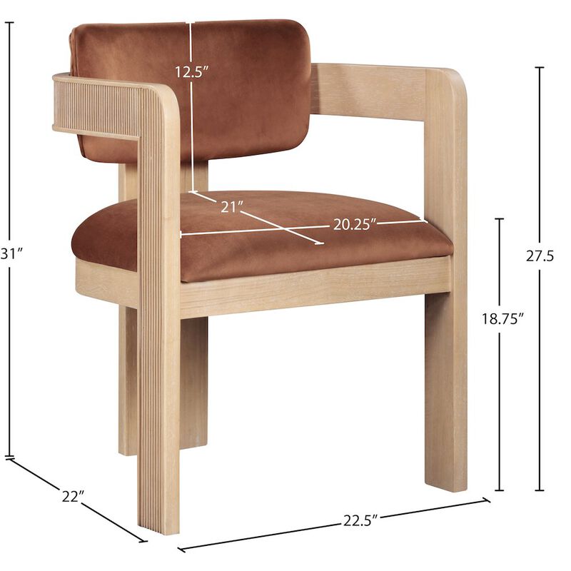 Meridian Furniture Sacha Cognac Velvet Dining Chair, Set of 2