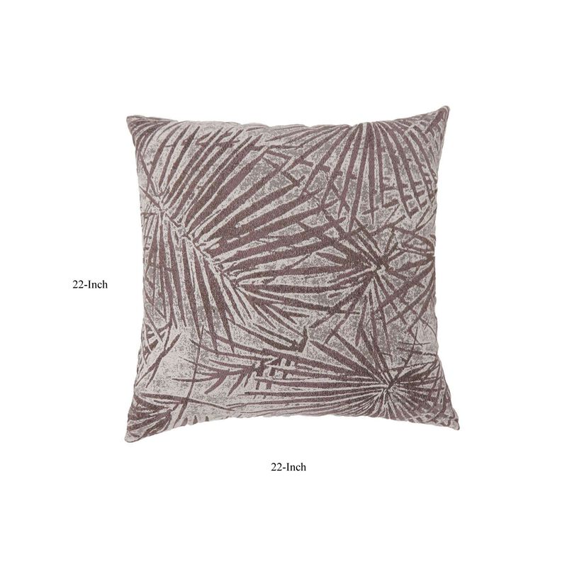 Contemporary Style Palm Leaves Designed Set of 2 Throw Pillows, Brown image number 4